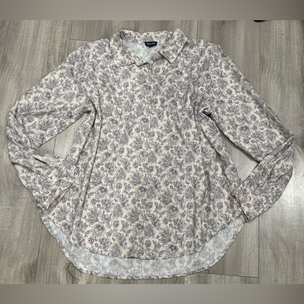 Splendid Women’s Cream Patterned Button Down Shir… - image 1